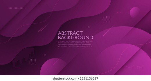 Abstract dark purple 3D wave geometric 3D background. Wave color background with circle pattern design. Fluid shapes composition. Eps10 vector