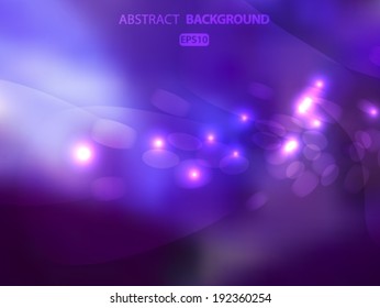 Abstract dark purple background with bokeh circles. Christmas card. Vector EPS 10 illustration.