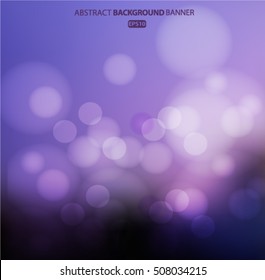 Abstract dark purple background with bokeh circles. Christmas card. Vector EPS 10 illustration.
