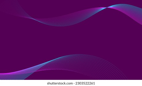Resumen de fondo púrpura oscuro de abstracto con curvas superpuestas de línea de onda. Las curvas de línea de luz púrpura producen un estilo de fondo abstracto. Resumen ondulación de fondo de línea púrpura para escritorio, banner, etc.