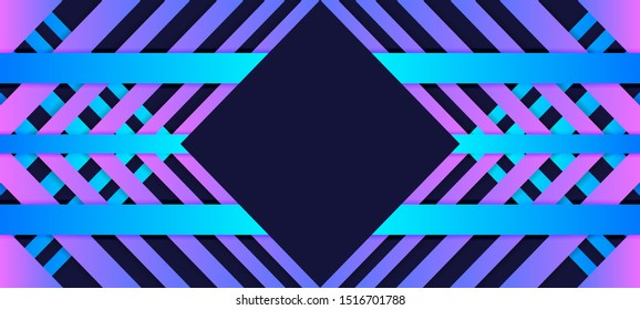 Abstract dark purple background, geometric style design. stripped pattern. square shape in center point. 