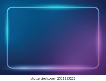 Abstract dark purple background with neon frame