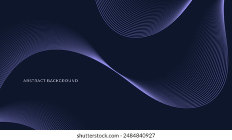 Abstract dark purple background with wave line pattern. Futuristic technology concept. Suit for banner, poster, cover, brochure, flyer. Vector illustration