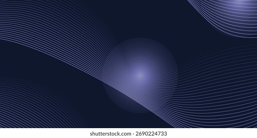 Abstrakter dunkelvioletter Hintergrund mit Wellenlinienmuster. Futuristisches Technologiekonzept. Anzug für Banner, Poster, Cover, Broschüre, Flyer. Vektorgrafik
