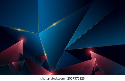 Abstract dark purple and blue polygon triangles shape pattern on background. Illustration Vector design digital technology concept.