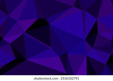 Abstract Dark Purple and Blue Polygonal Low Poly Background with Geometric Triangular Pattern for Graphic Design.