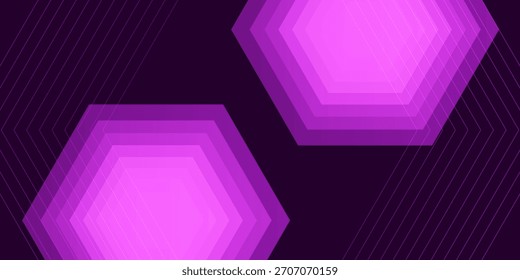 Abstractas diseño de fondo hexagonal degradado púrpura oscuro. Fondo de pantalla hexagonal moderno. Diseño de Vector simple.