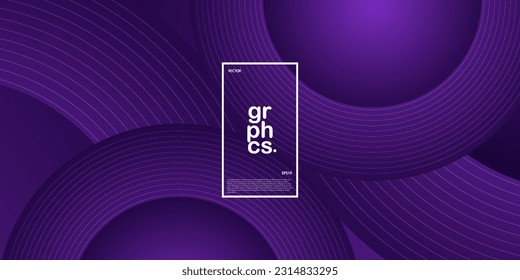 Resumen de la ilustración de gradiente morado oscuro con fondo geométrico de 3d de apariencia de círculo púrpura y simple patrón. Diseño dinámico y lujo.vector Eps10