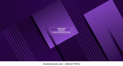 Abstract dark purple overlapping square 3D background. Modern design with paper cut shapes with shadow and light pattern. Vector Eps10