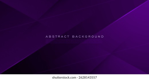 Fundo futurista de corte de papel roxo escuro abstrato. A moda sobrepõe o padrão de formas de triângulo com linhas, sombras e luzes. Vetor Eps10