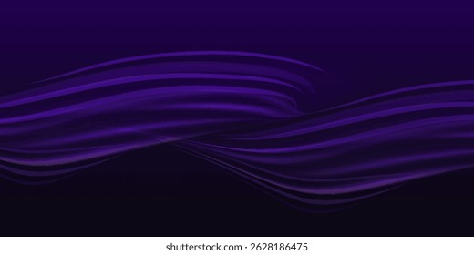 Abstract dark purple wave background with smooth flowing lines and light effects, perfect for elegant or digital themes