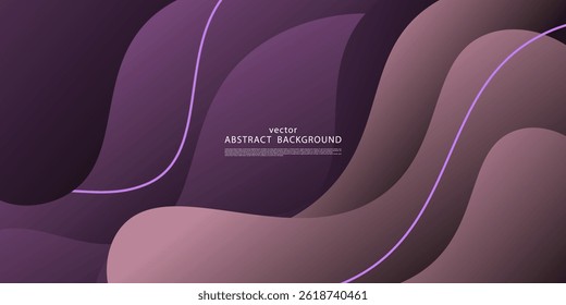 Abstract dark purple wave pattern background. Simple curved lines and waves liquid banner background. Vector Eps10