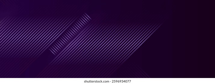 Abstract dark purple-pink lines technology background with a black-violet gradient, glowing diagonal geometric shapes. Ideal for brochures, covers, posters, banners, websites, and headers.