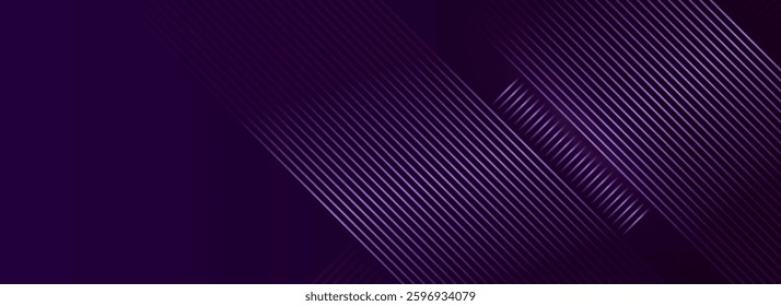 Abstract dark purple-pink lines technology background with a black-violet gradient, glowing diagonal geometric shapes. Ideal for brochures, covers, posters, banners, websites, and headers.
