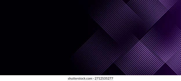 Abstract dark purple-pink lines technology background with a black-violet gradient, glowing diagonal geometric shapes. Ideal for brochures, covers, posters, banners, websites. eps 10
