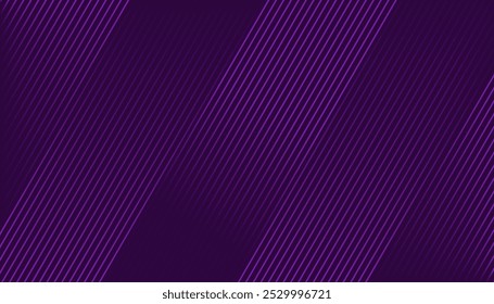 Abstract Dark Purple-Pink Waving Lines Technology Background. Black-Violet Gradient With Glowing Lines Shiny Geometric Shape and Diagonal, for Brochure, Cover, Poster, Banner, Website, Header