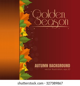 Abstract dark red autumn background for design. Golden Season. Vector illustration 2.