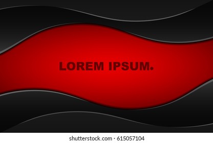 Abstract dark red background with black wavy strips. Beautiful lines. Metal tight style. Banner for web sites. Empty space for text