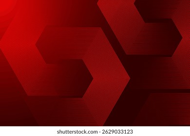 Fundo vermelho escuro abstrato com linhas hexágono. Vetor eps10