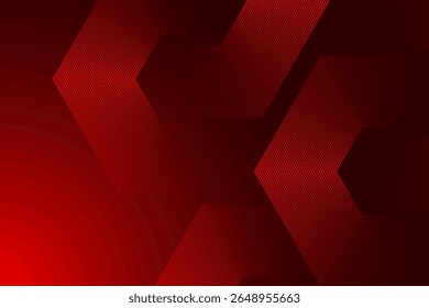 Abstract dark red background with hexagon lines. Vector eps10