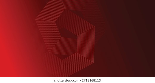 Abstractas fondo rojo oscuro con líneas hexagonales. Ilustración vectorial