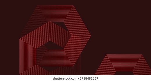 Fundo vermelho escuro abstrato com linhas hexágono. Vetor eps10