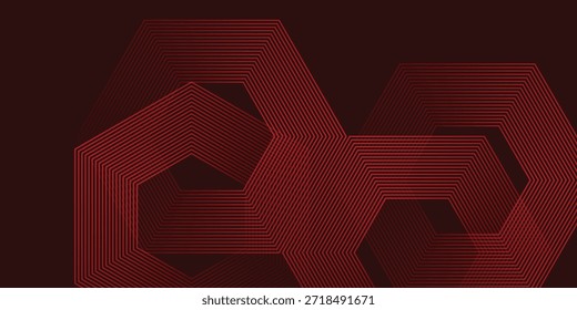 Abstractas fondo rojo oscuro con líneas hexagonales. Vector eps10