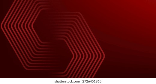 Abstractas fondo rojo oscuro con líneas hexagonales. Ilustración vectorial