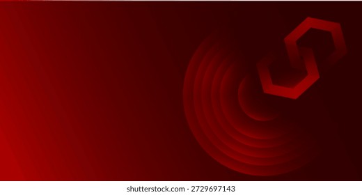 Abstract dark red background with hexagon lines. Vector illustration