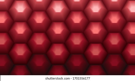 Abstract dark red background with hexagons. Vector crystal texture. 
