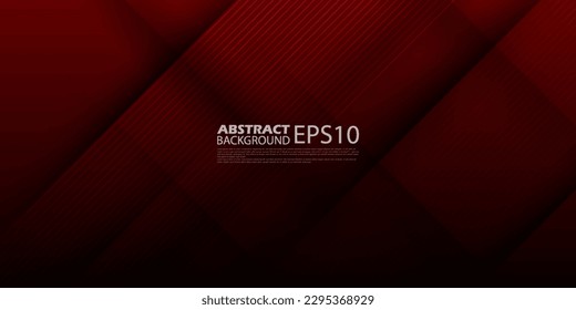 Resumen de fondo rojo oscuro con sombra realista en la línea cruzada. Diseño oscuro con concepto 3D. Papel rojo futurista.Eps10 vectror