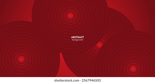 Abstract dark red background with simple 3D circles overlapping with layered red space design. Cool design. Vector Eps10