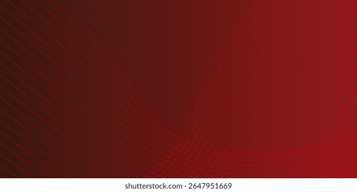 Abstract dark red background with smooth curved lines and glowing blue dot in center, digital wave pattern design.