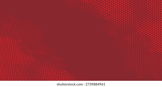 Abstract Dark Red Background with Vibrant Red Halftone Cloud Pattern