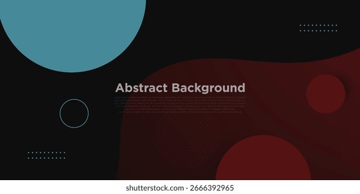 Abstract dark red banner background with blue circle pattern element design. Eps10 vector