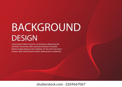 Abstract dark red banner template. Vector minimal wavy line background.
