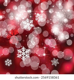 Abstract Dark Red Bokeh Christmas Lights Background