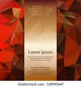 Abstract dark red card or invitation template with triangle pattern background and place for text in the center.