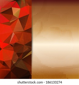 Abstract dark red card or invitation template with triangle pattern background and place for text.