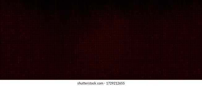 Resumen Tecnología de microchip de circuito rojo oscuro sobre fondo negro futuro, onda de sonido digital de alta tecnología y diseño de concepto de estudio,ilustración de vector.