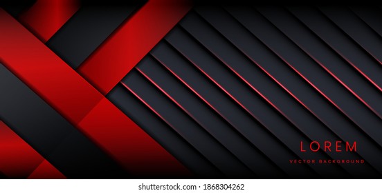Abstract dark and red color stripe lines background overlapping layers decor red light effect background. Technology concept. Vector illustration 