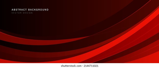 Abstract dark red curve background. Overlap red gradient curve shape template. Modern graphic pattern design elements with space for your text. Vector illustration