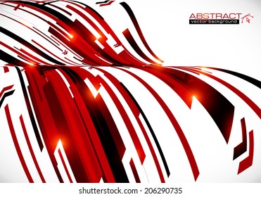 Abstract dark red curves vector background