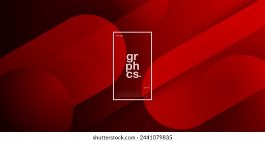 Abstract dark red dynamic gradient illustration background with 3d look and simple circle pattern and rectangle round element. Cool design and luxury. Eps10 vector