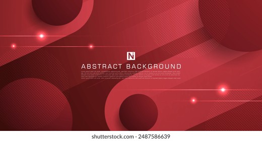 Abstractas fondo de degradado dinámico rojo oscuro con aspecto 3d y patrón de círculo simple. Elemento redondo de rectángulo. Diseño fresco y de lujo. Vector Eps10