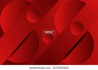 Abstract dark red dynamic gradient illustration background with 3d look and simple circle pattern and rectangle elements. Cool and luxury design. Vector Eps10