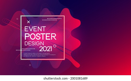 Abstract dark red event poster design templates. Minimal futuristic wavy background. Vector