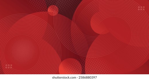 Abstract dark red geometric circle pattern gradient illustration background. 3d look and simple pattern. Cool design and luxury. Eps10 vector