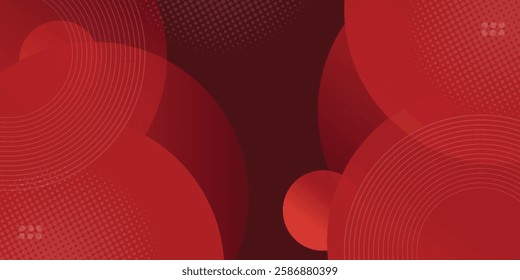Abstract dark red geometric circle pattern gradient illustration background. 3d look and simple pattern. Cool design and luxury. Eps10 vector