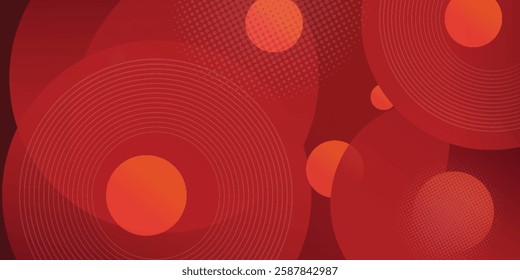 Abstract dark red geometric circle pattern gradient illustration background. 3d look and simple pattern. vector smooth 